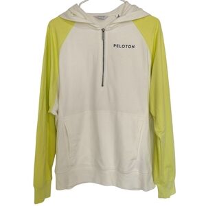 Peloton 1/4 Zip Oversized Raglan Sleeve White & Sunny Lime Hoodie - Sz M